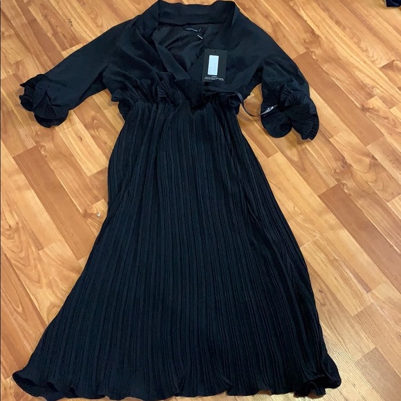 PRETTYLITTLETHING NWT black frill midi dress - Picture 3 of 5